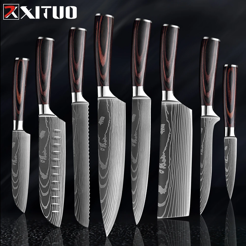 Набор японских кухонных ножей XITUO Pro из высокоуглеродистой нержавеющей стали 7CR17