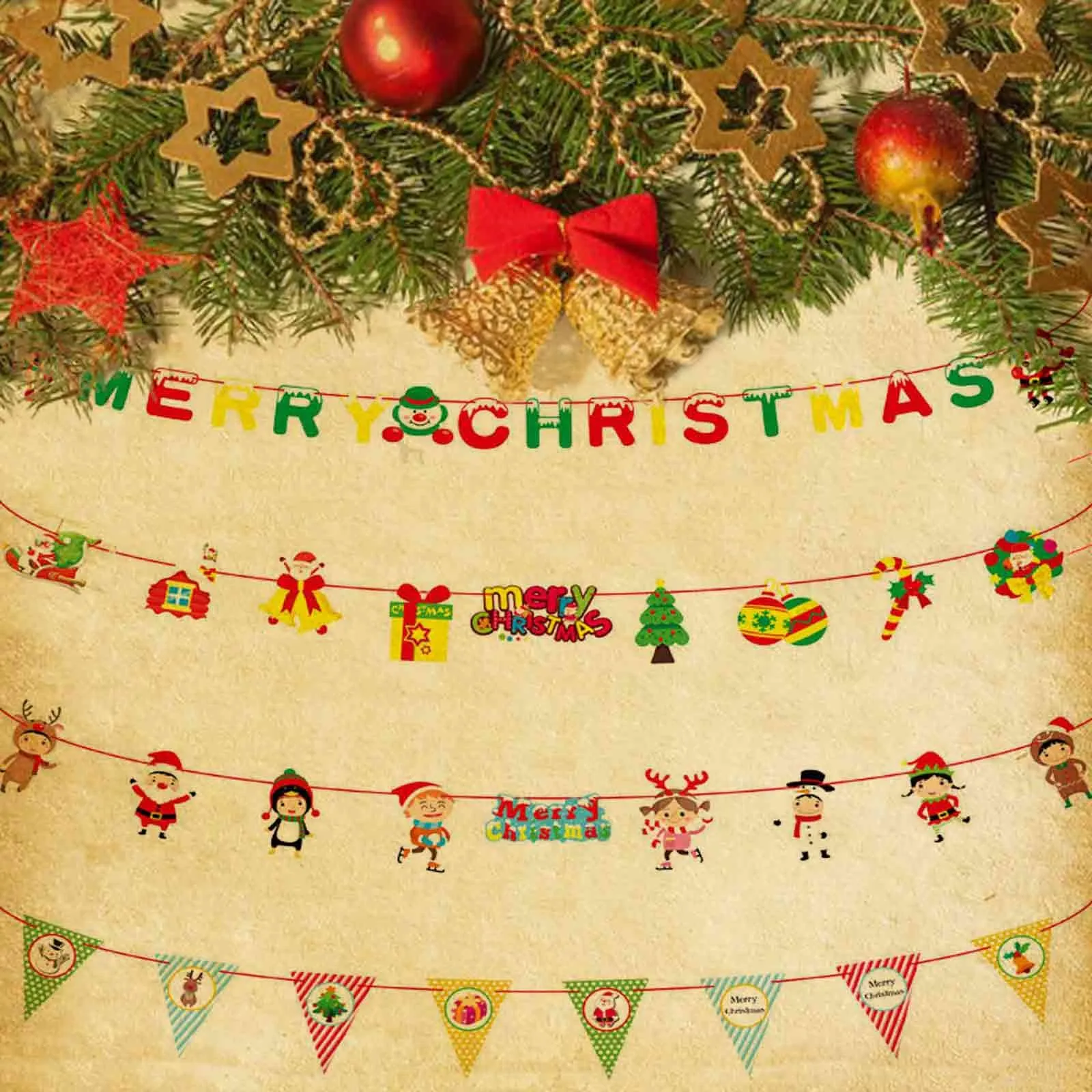 

Украшения 4pcs Christmas Window Hotel Party Home Decoration Hanging DIY Decor Banner Colorful Navidad Xmas новогодние 2022