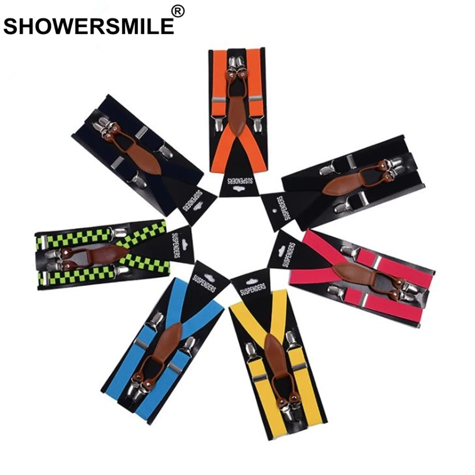 SHOWERSMILE подтяжки для женщин, кожаный сплав, 4 зажима, подтяжки, желтые тиранты, женские подтяжки для взрослых, подтяжки для брюк