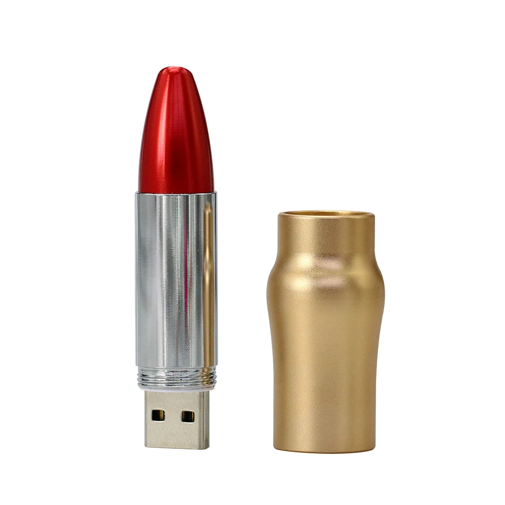 Модные украшения губной помады металла USB флэш-накопитель подарок для Распродажа одежды для девочек, размером с ручку 4 ГБ 8 ГБ 16 ГБ оперативной памяти, 32 Гб встроенной памяти, высокая Скорость флеш-накопитель u-диск