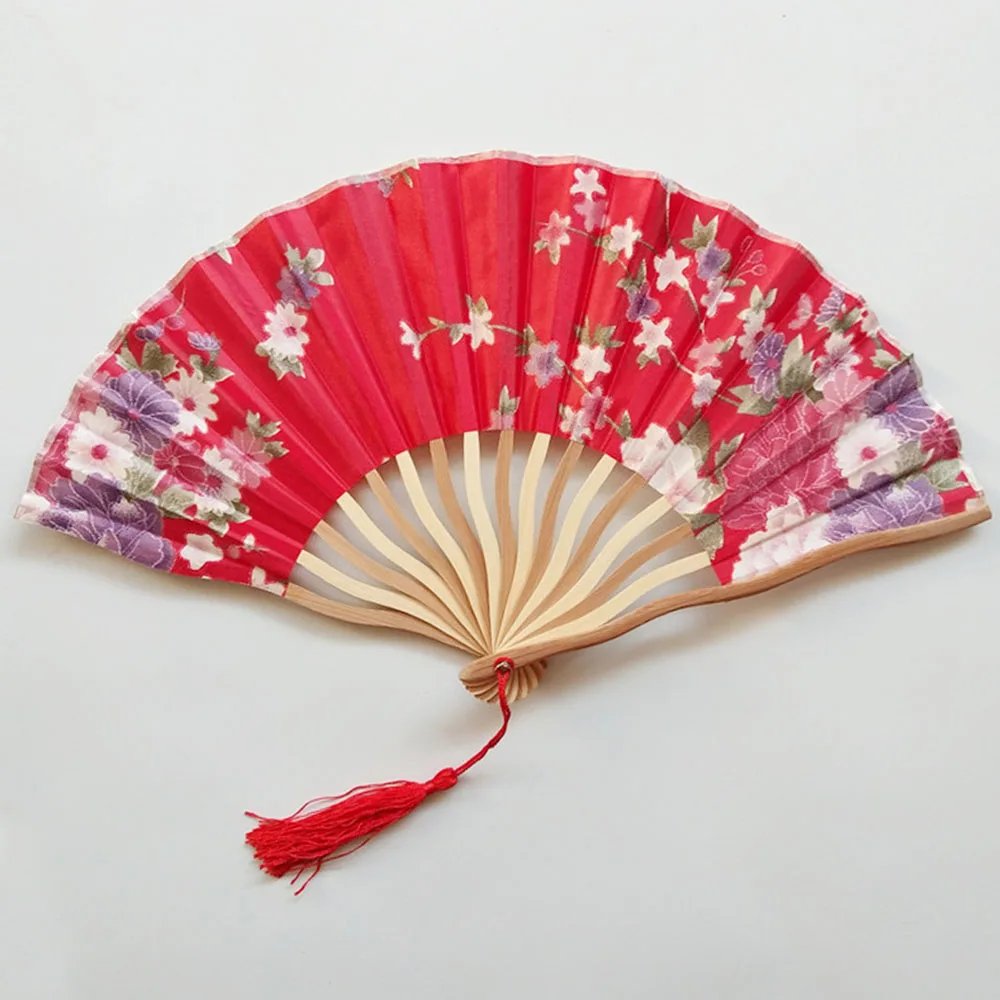 Китайский Японский складной Ручной Веер Черный Шелковый цветок сливы бамбуковый