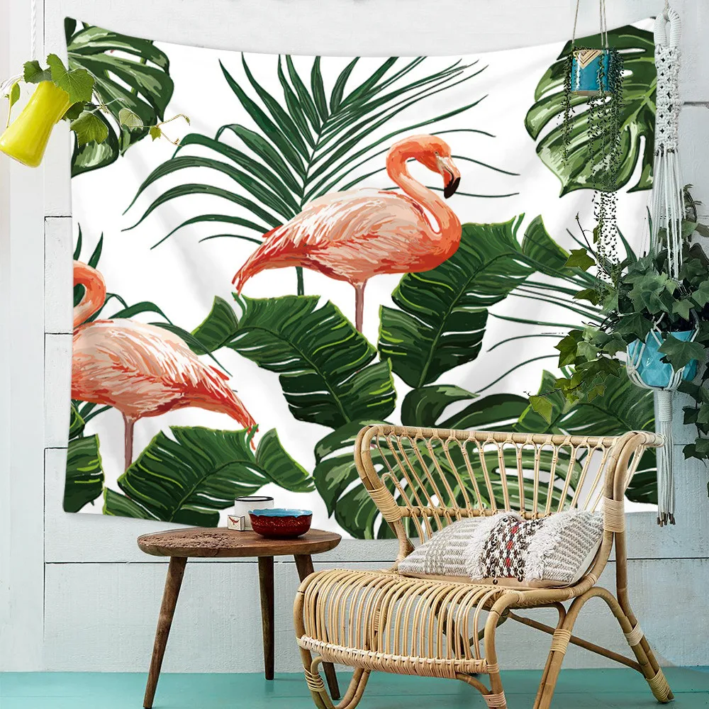 Летний гобелен настенный тропический фламинго тканевый гобелены Настенный