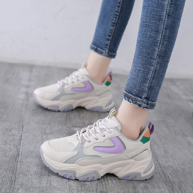 

Tennis Shoes For Women 2021 Tenis Feminino Breathable Sneakers white Color Fashion Height Increasing Female Chunky Ladies Shoe