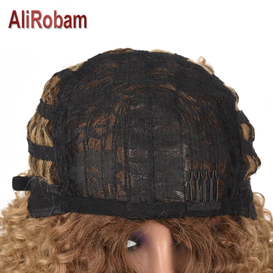 AliRobam афро кудрявые парики для черных женщин коричневые смешанные синтетические