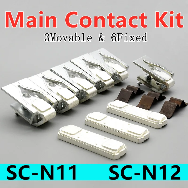 Reposição para Contator Sc-n11 Contator Acessórios Substituição Sc-n12 Contato Principal Kit em Movimento e Contatos Estacionários Prata Peças de