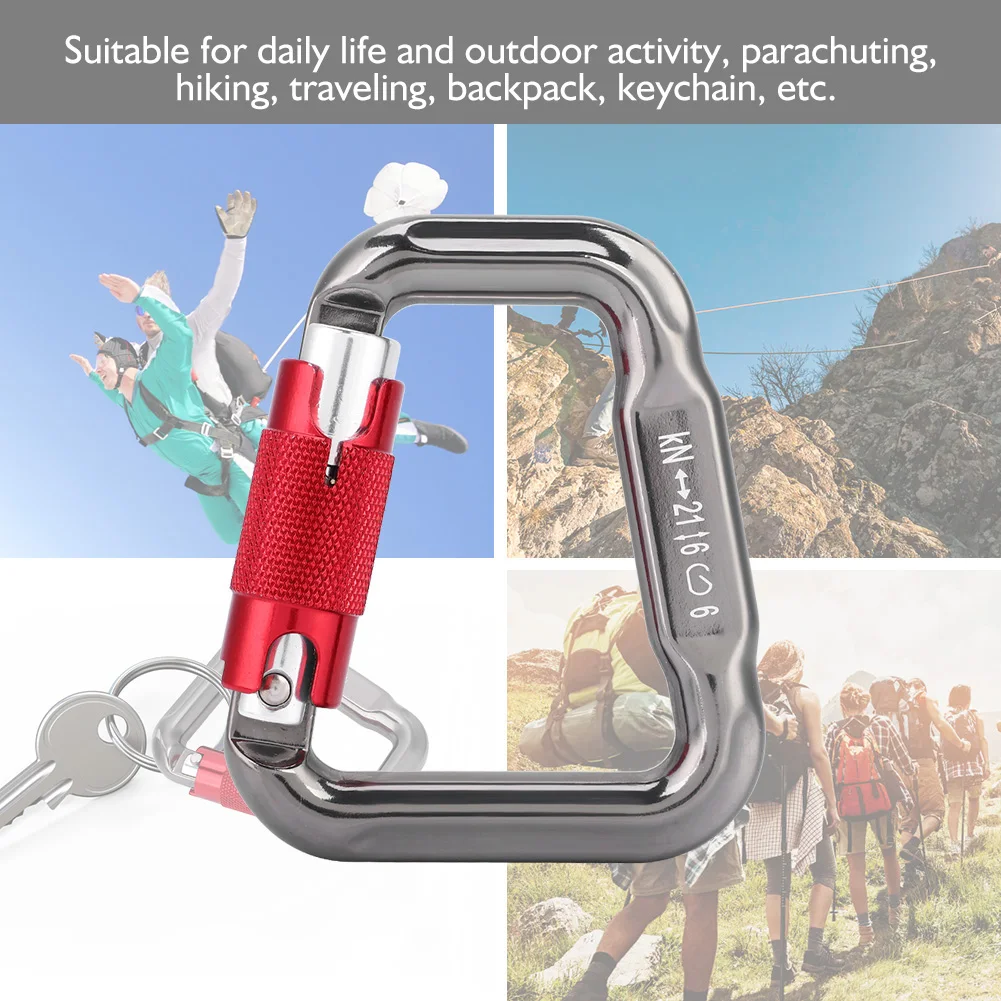 25kn mountaineering caving rock climbing carabiner d shaped safety master screw lock buckle escalade equipement free global shipping