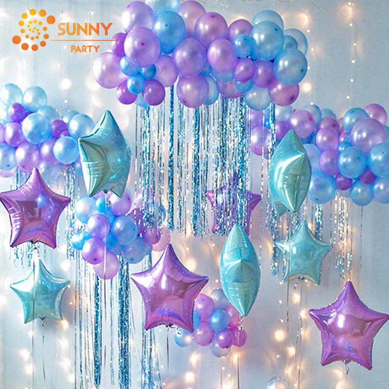 Мечтательный синий фиолетовый цветной латексный шар пентаграмма фольги