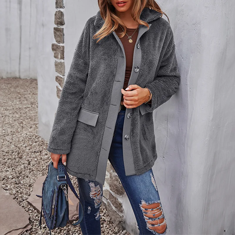 

Outwear Cardigan Female Thermal Greatcoat Polar Fleece New Women's Wool Coat 2021 Long-sleeved Double-faced Long Top Autumn Coat