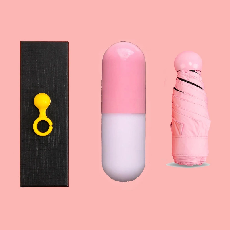Pink with Box Мини-капсула зонтик пятискладной солнцезащитный анти-УФ UPF50+ Зонт parapluie складной женский Карманный Зонт для женщин - Цвет: Pink with Box