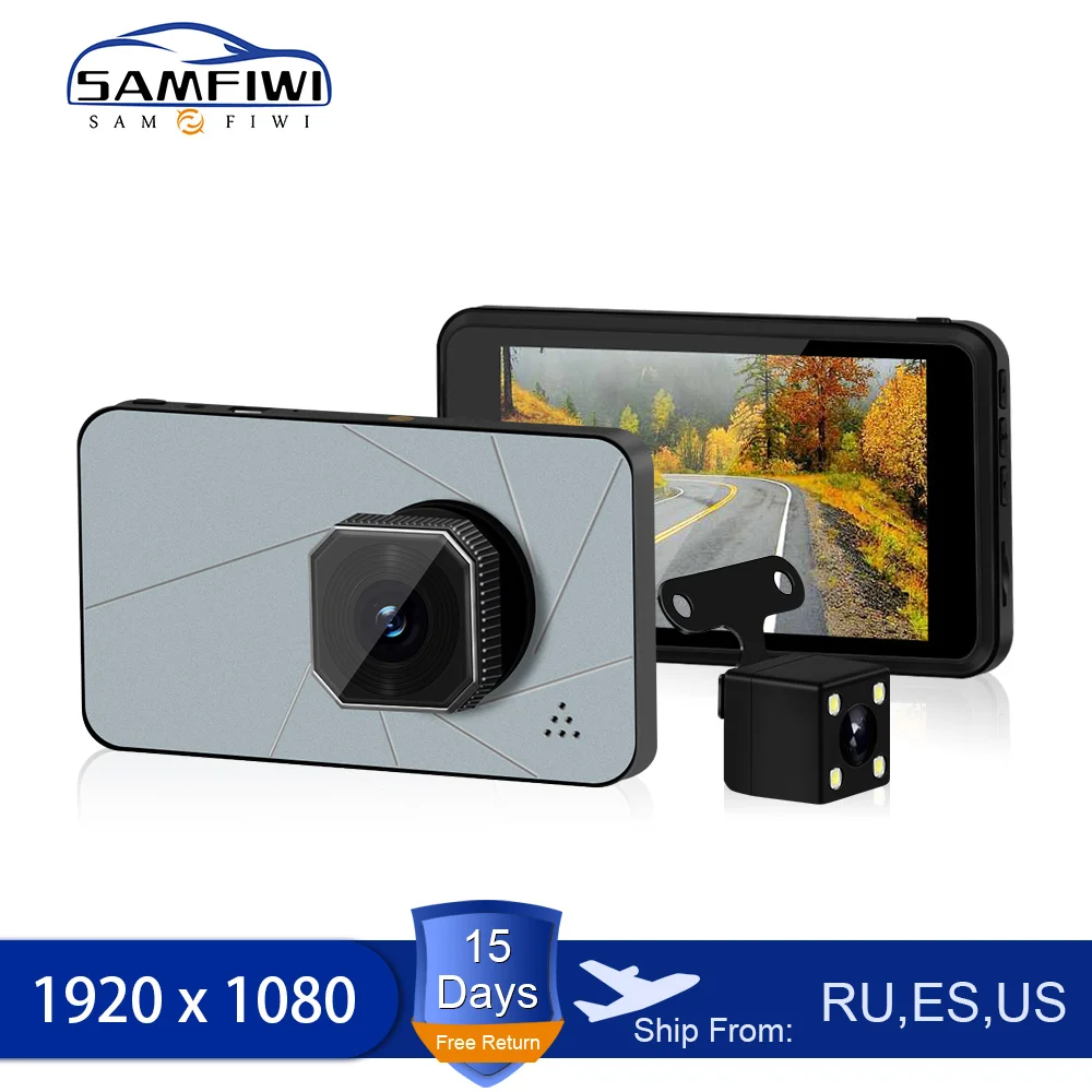 Видеорегистратор для автомобиля Full HD 1080P 4 дюйма Dashcam двойная камера заднего вида
