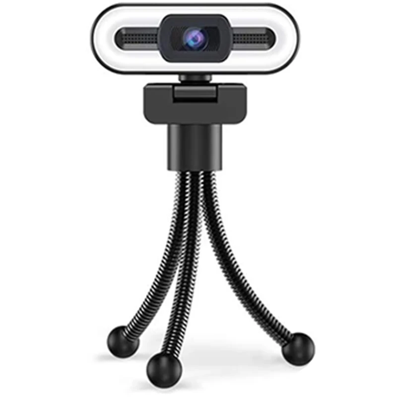 

2021 Webcam Auto Focus 1080P,HD Web Camera 3 Colors Ring Light & Microphone,30FPS Streaming Cam with Tripod,Plug & Play