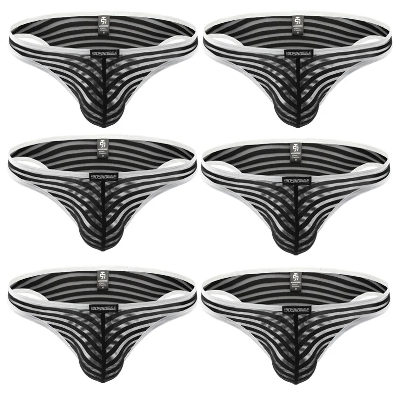 Трусы-брифы мужские 6 шт./лот пикантные дышащие мини-трусы бикини для геев