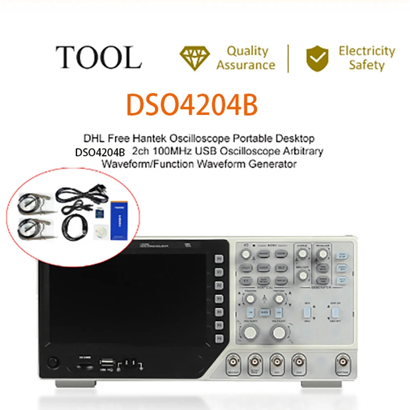 Hantek DSO4204B цифровой осциллограф Usb осциллографы 200 МГц 4 канала 1GSa/S Ociloscopio помощи при