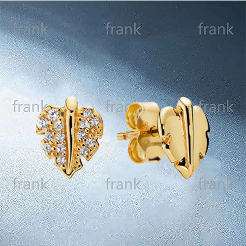 

268334CZ Shine Shining & Sparkling Leaf Stud Earrings