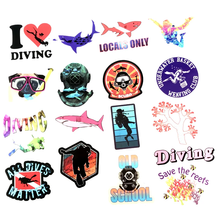 61 шт. цветная забавная наклейка с дайвером для шлема чемодан наклейки скейтборда