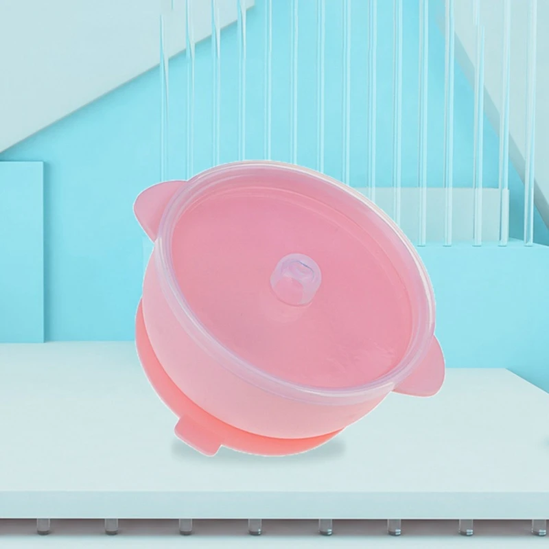 

BPA-Free Silicone Baby Suction Food Bowl with Lid Spill-resistance Sucker Dinner Plate Infants Learning Feeding Dish Tableware