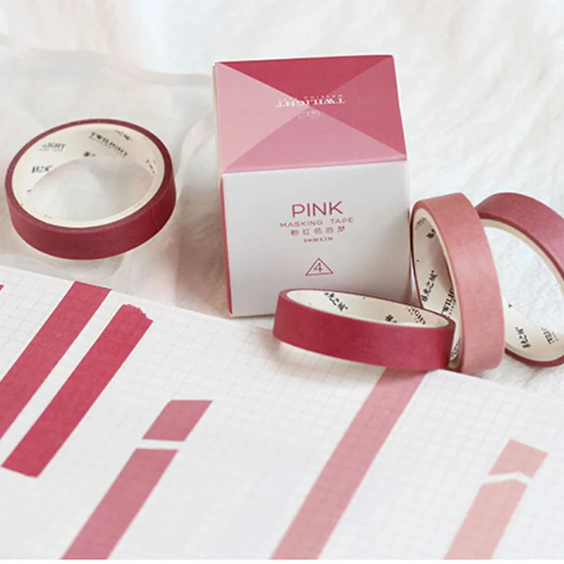 

4 Pcs/Box Hot Basic Rainbow Paper Tape Set Color Decoration Planner Tape Masking Stickers Scrapbooking School Supplies