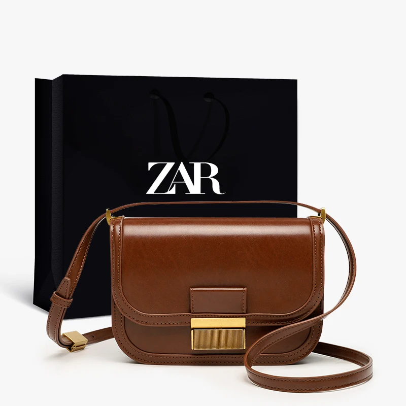 

ZAR Luxury Leather Handbags Women Bags Designer All-match Small Square Bag Retro Tofu Bag Women's bag Europe America