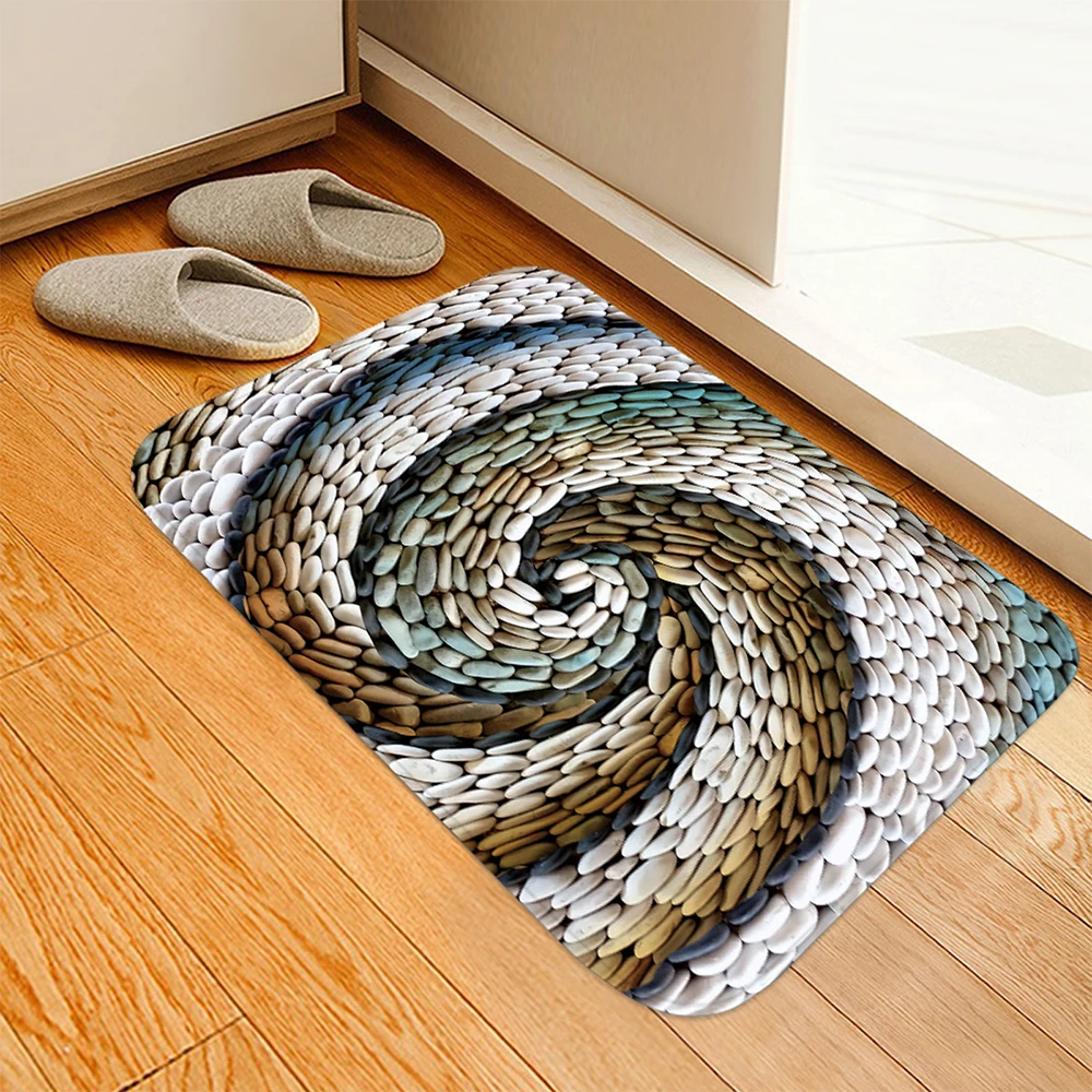 

3D Little Pebbles Bathroom Mat Rug Soft Crystal Fleece Anti-skid Kitchen Carpet Balcony Doormat Bath Mat Living Room Carpet