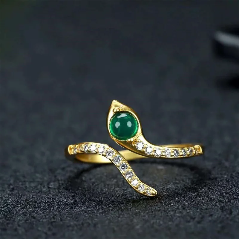 

Лидер продаж, кольцо из натуральной меди ручной работы с покрытием 24k инкрустированное нефритом И змеей, модные ювелирные изделия для мужчи...