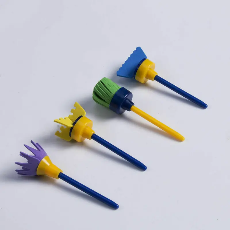 

4 PCs Puzzle Drawing For Toys Kids Graffiti Flower Stamp Sponge Painting Brush