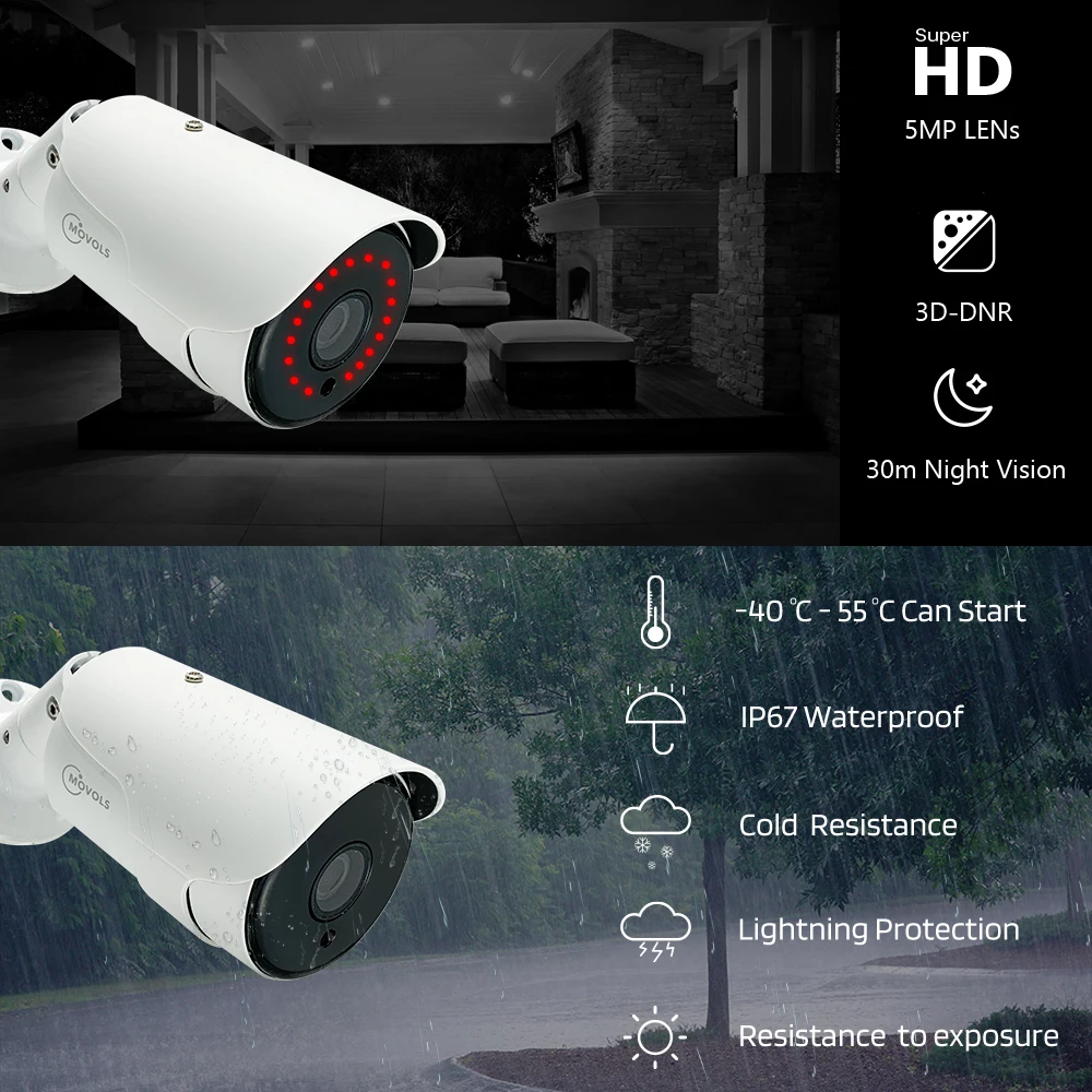 MOVOLS 8CH 5MP POE AI CCTV камера система безопасности Комплект Двухсторонний Аудио