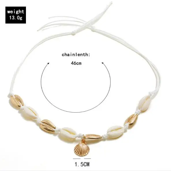 Богемные ювелирные изделия бохо Золотая ракушка ожерелье чокер Гавайский пляж