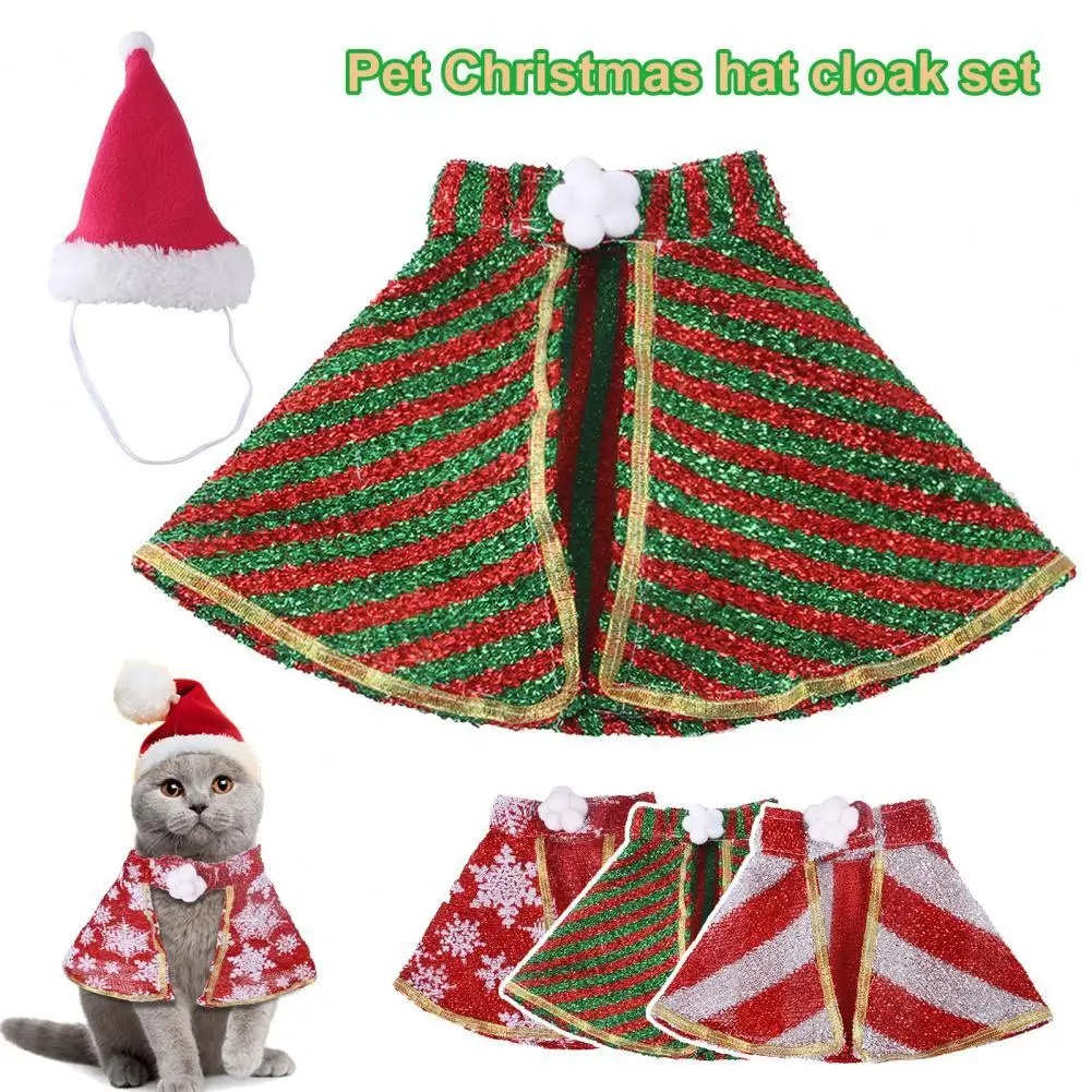 

Pet Costume Adorable Easy-wearing Pet Cape Cap Fine Workmanship 2Pcs/Set Dogs Cats Cone Hat Cloak Outfit