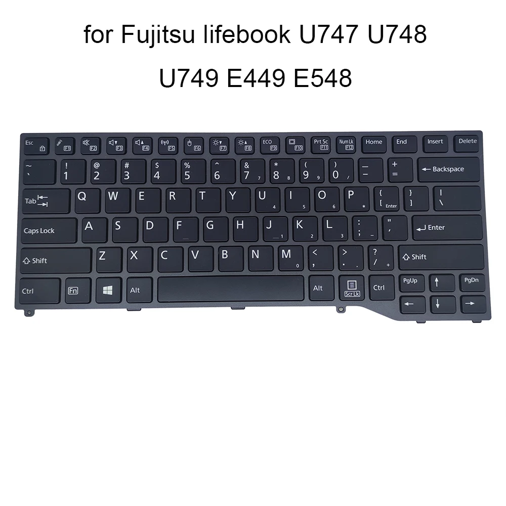 

English laptop keyboard for Fujitsu Lifebook U747 U748 U749 E449 E548 E549 CP724717-03 US computers keyboards black frame New