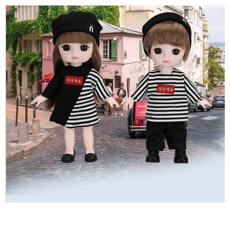 

New 16cm BJD Doll with 13 Joints Movable 3D Eyes Fashion Mini Scene Doll Set Play House Dress Up Girl Toy Best Gift for Children