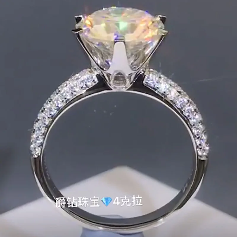 10K белое золото 1 2 3 5 карат ряда круглое Moissanite бриллиантовое кольцо для женщин