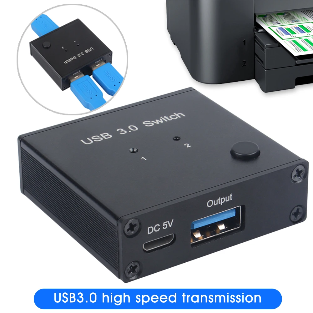 

USB 3.0 Switch Selector 2 Computers Sharing 1 USB Devices High Speed Transmission for Keyboard Mouse Printer Scanner USB Disk