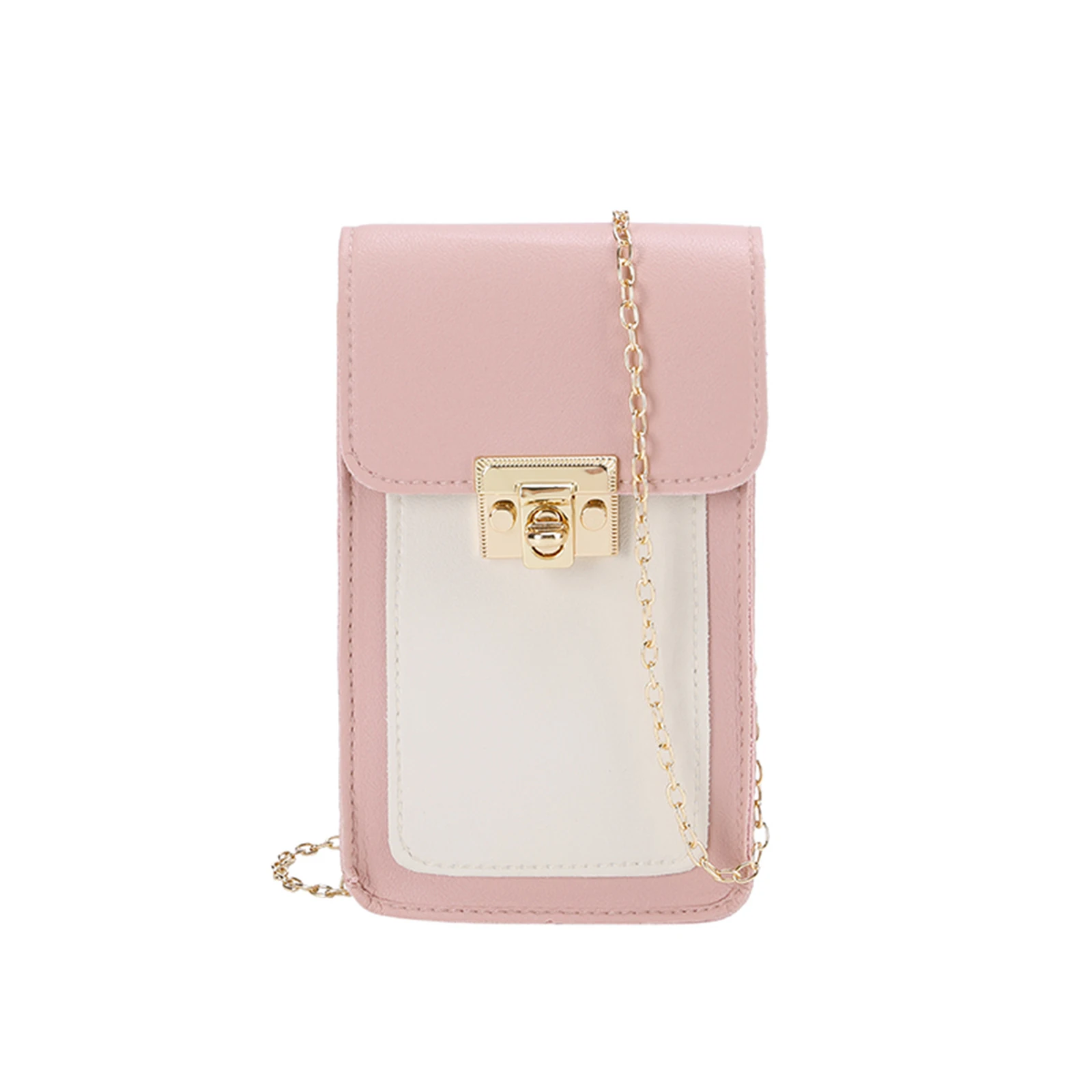 

Women Small Crossbody Bag Lightweight Cell Phone Purse Color Block Satchel with Chain Strap Messenger Bag