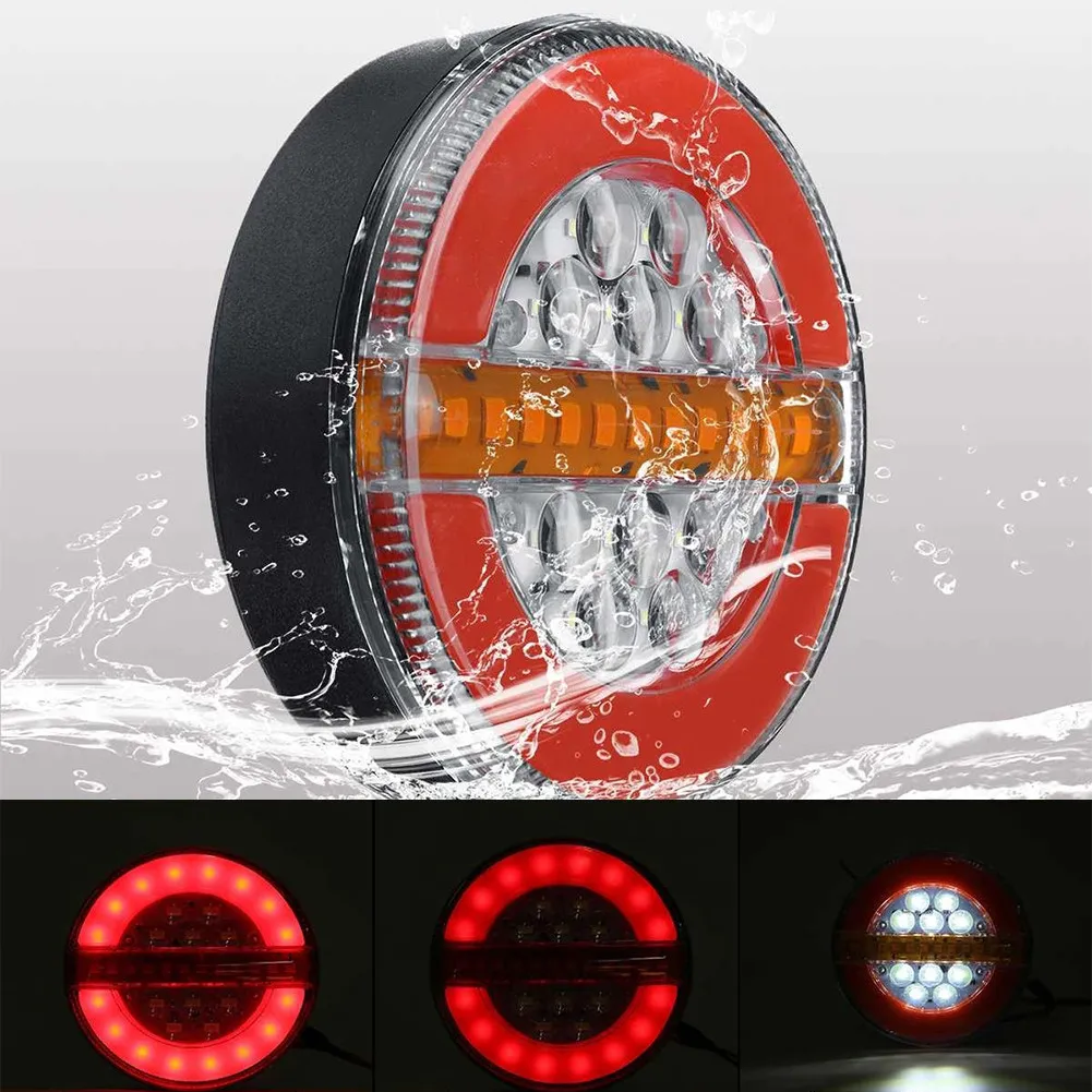 

4 Inch Round LED Trailer Light With Brake Ligh For Car Truck Ships Buses Vans Trailer Tail Light 24V Running Water Bread Light