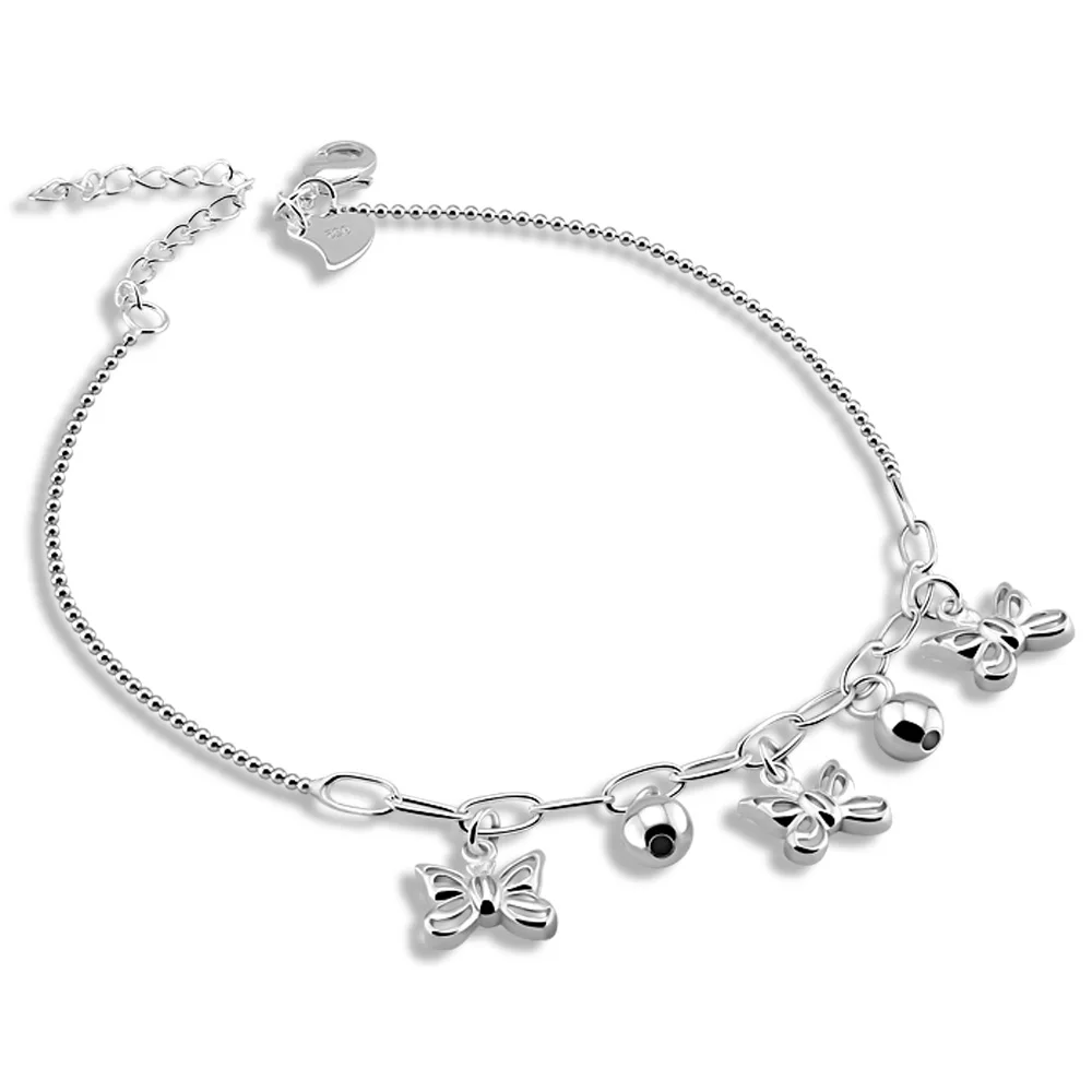 Women's 925 sterling silver chains cute butterfly anklets lady popular foot jewelry girl present | Украшения и аксессуары