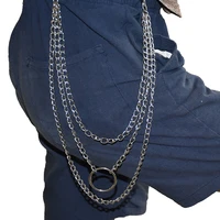 key chain punk trousers jeans women man rock trousers key ring new multilayer chains street pant
