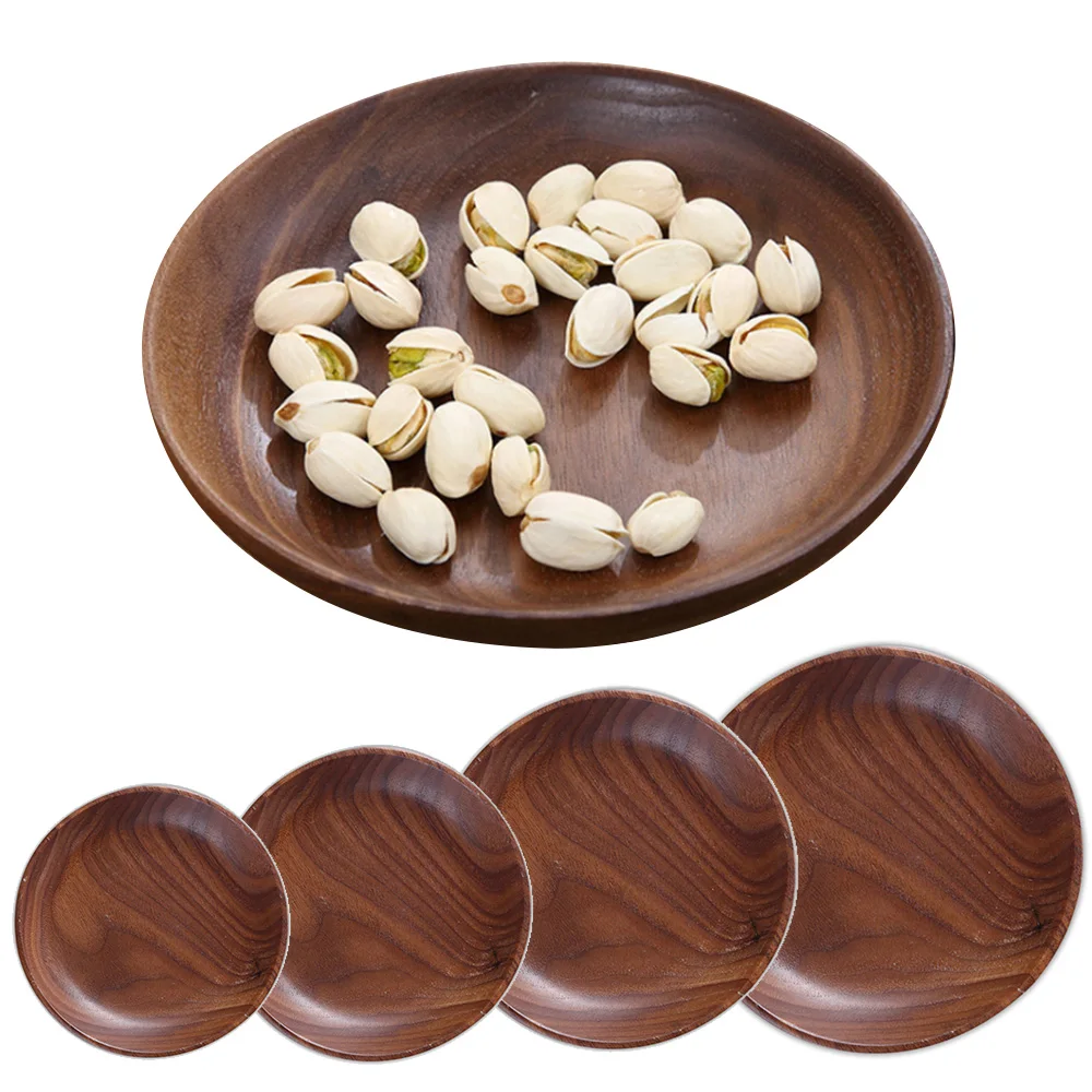 

Walnut Round Tray Snack Dried Fruit Tray Solid Wood Cake Snack Round Tray Round Cake Tray Food Dessert Cake Kitchen Accessories