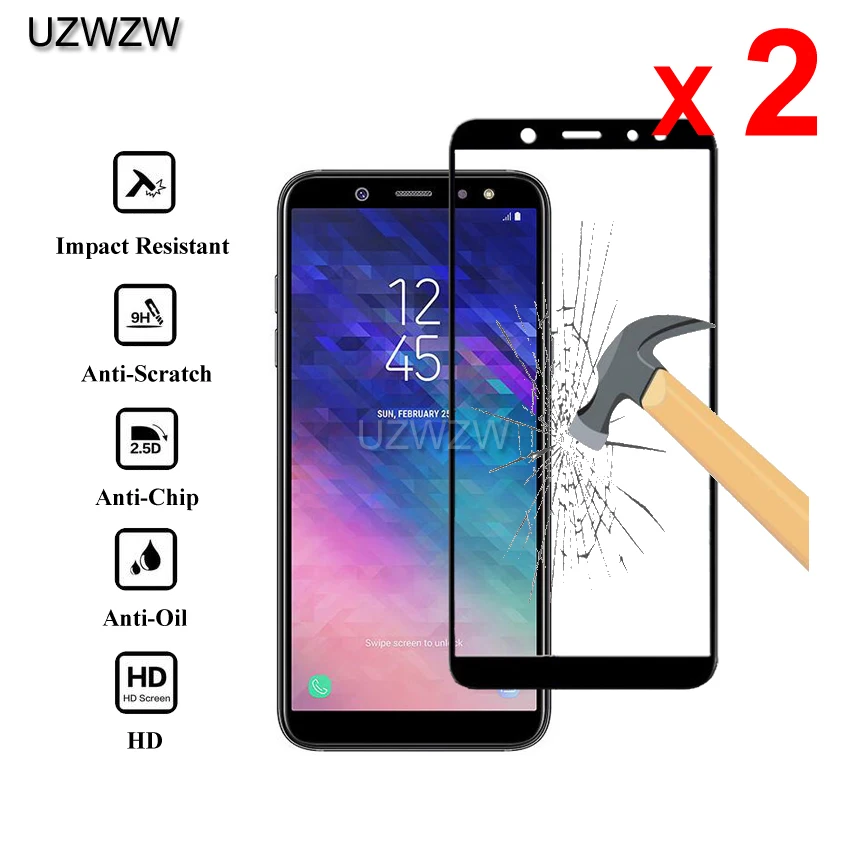 2 шт Для samsung Galaxy A6/A6 Plus Полное покрытие экрана защитное закаленное стекло для samsung Galaxy A6 Plus/A6 стекло