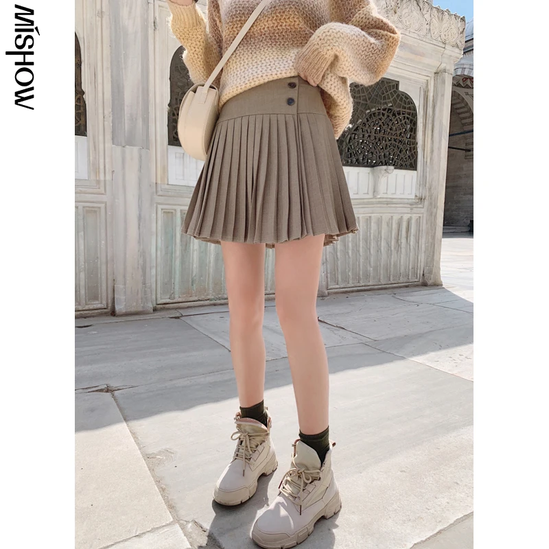 Женская плиссированная юбка MISHOW винтажная мини-юбка на молнии с высокой талией