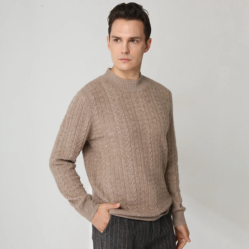 Premium Menswears New Fashion 100% Goat Cashmere Knitted Jumpers Male Sweaters Winter Thicker Soft Knit Tops