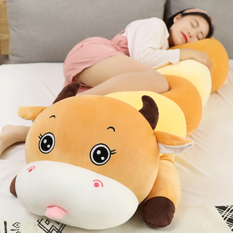 

80-120cm Cute Animals Caterpillar Doll Stuffed Unicorn Dinosaur Cattle Plush Toys Soft Cartoon Long Pillow Girls Birthday Gifts