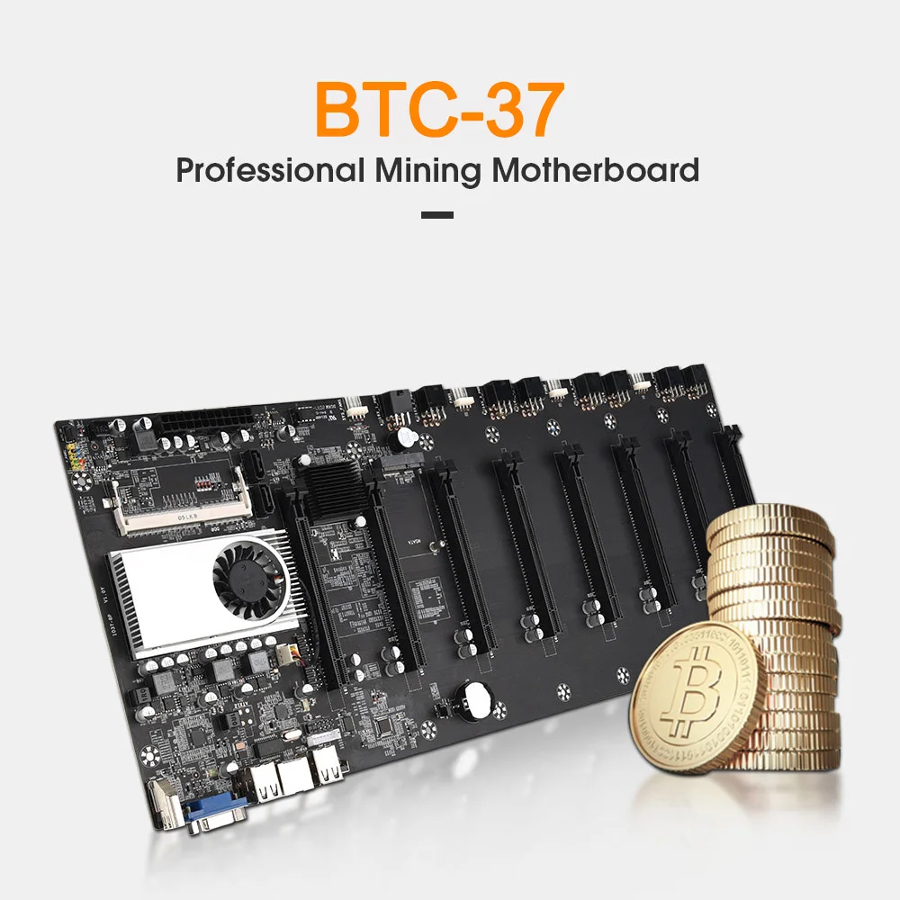 

BTC-37 Mining Motherboard CPU Set 8 miner Video Card Slot DDR3 Memory Adapter Integrated VGA Interface Low Power Consumption