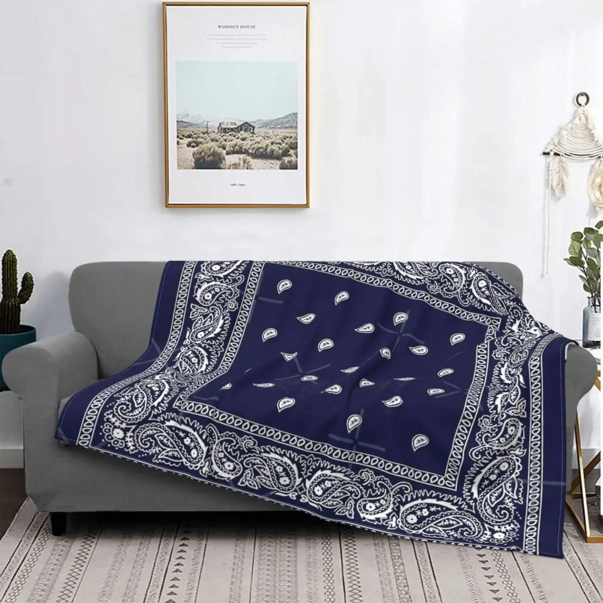 

Bandana Blue Throw Blanket Poncho Summer Bedspread Plaid With Print Nightmare Before Christmas Home Textile Luxury