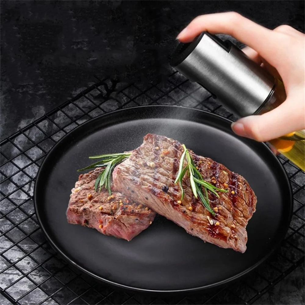 

Creative Push-type Sprayer Oil Bottle BBQ Oil Control 304 Stainless Steel Sprayer Bottle Atomizing Injector Kitchen Supplies