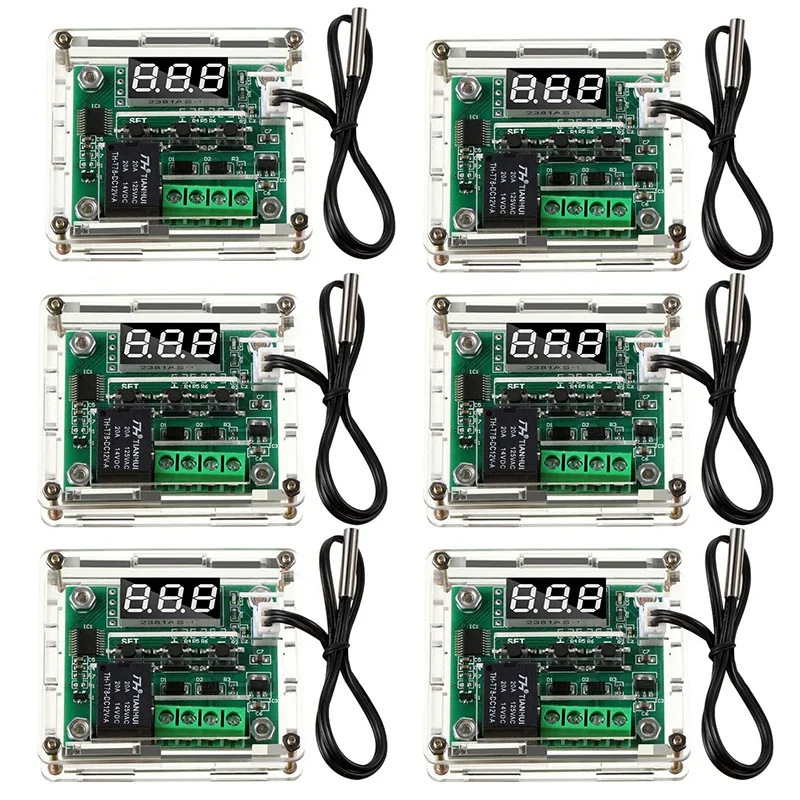

6PCS W1209 DC Digital Temperature Controller Module Electronic Temperature Temp Control Module Switch with Acrylic Case