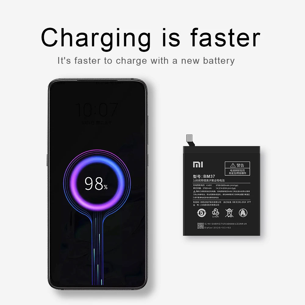Оригинальный аккумулятор для телефона Xiaomi BM37 Mi 5S Plus MI5S 3800 мАч сменный с
