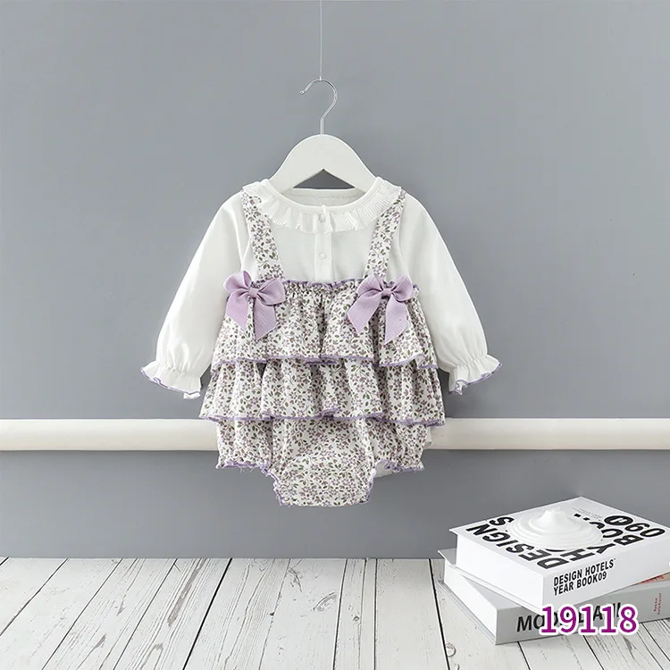 

2021 Infant Spring and Autumn One-piece Girls Lapel Long Sleeve Embroidered Strawberry Romper Baby Clothes Girl