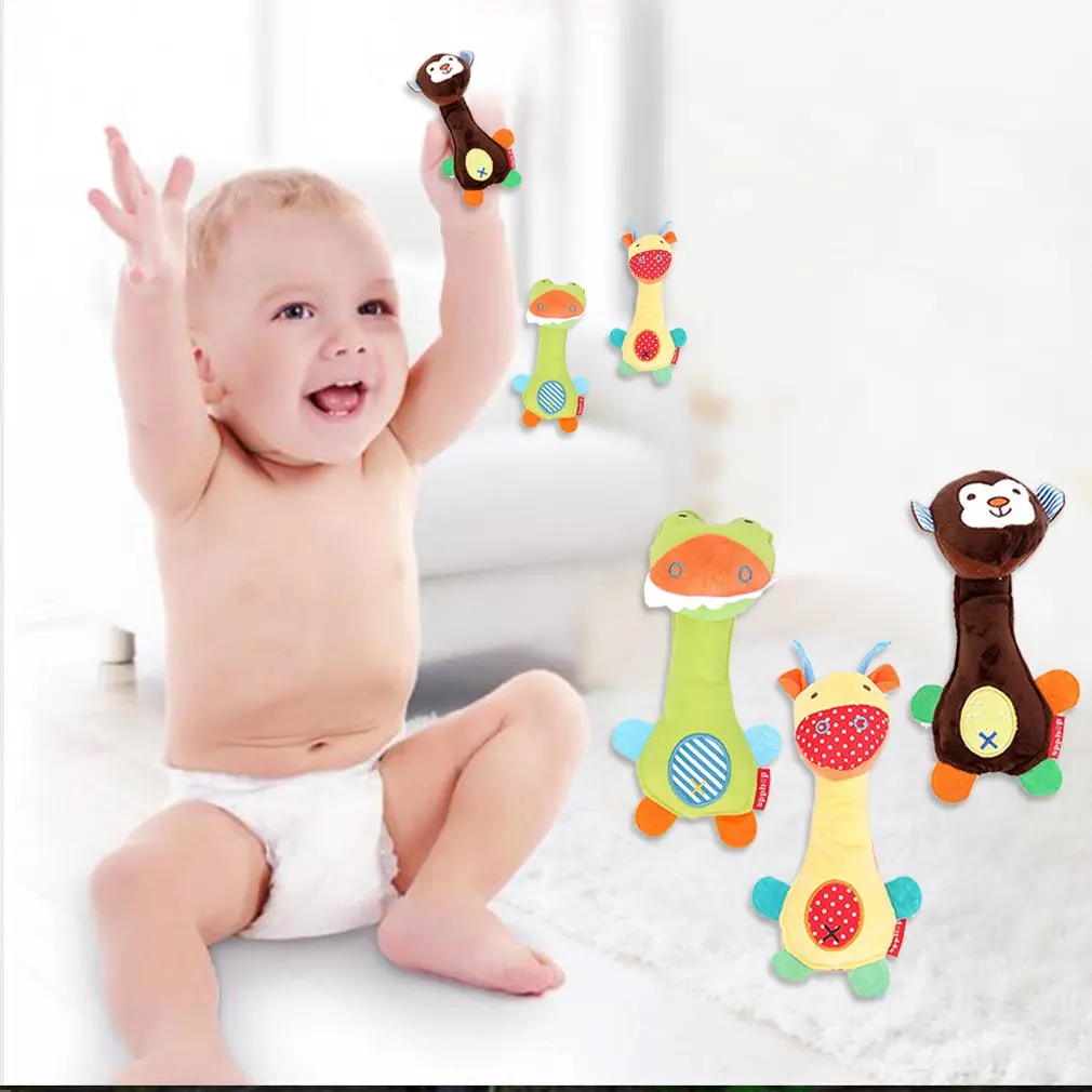 

Baby Rattle Cute Zoo Series Baby Plush Hand Rattle Bb Stick Crocodile Colorful Head With Rattle Hot!