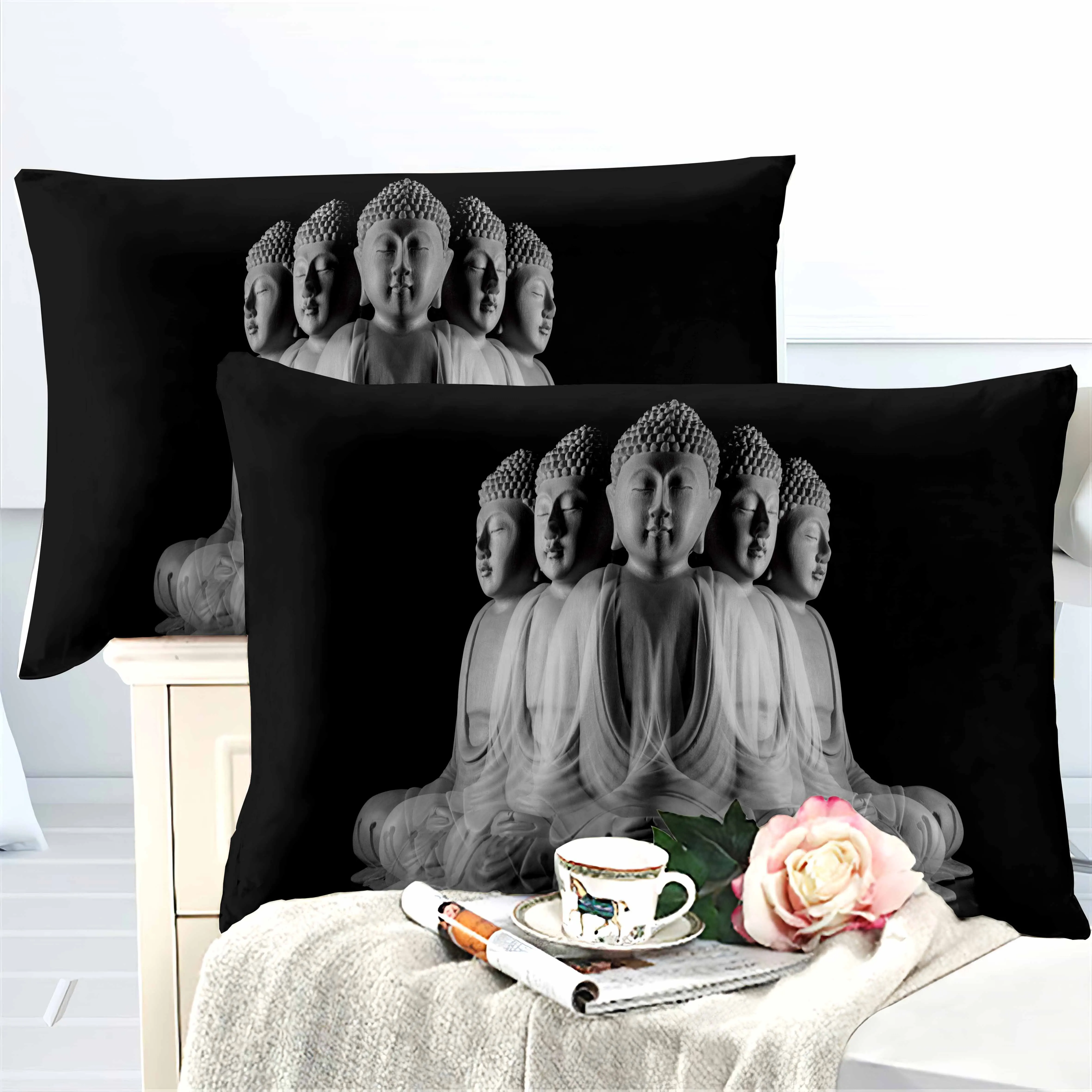 Набор постельного белья с 3D-принтом Будды пододеяльник буддийский Комплект для