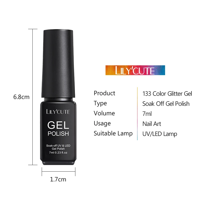 LILYCUTE 7 мл Блестящий Гель лак для ногтей 70 Цвет UV Led био Гели Soak Off Лаки!